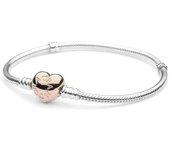 Pulsera Pandora 580719-19 mujer plata corazón Rose