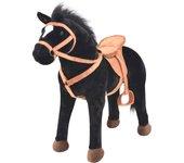 vidaXL Caballo de juguete de pie de peluche negro