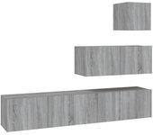 Set de muebles para tv 4 pzas madera contrachapada gris sonoma