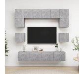 Conjunto 8 muebles de salón TV VIDAXL madera ingeniería gris hormigón