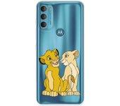 Funda para Motorola Moto G71 5G Oficial de Disney Simba y Nala Silueta - El Rey León