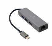 Hub usb gembird a-cmu3-lan-01 gris