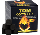 Carbón Natural Tom Coco Gold 26mm 1Kg - Briquetas de Cáscara de Coco con Alto Poder calorífico y Larga Duración.