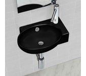 Lavabo Redondo De Cerámica Con Orificio De Grifo/desagüe Negro Vidaxl