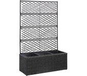 Puss Cama elevada 3 Jarrones 83x30x130 cm Polyrattan Negro