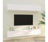 Mueble TV 4 piezas blanco 100x30x30 cm