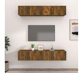 Muebles de TV 4 piezas Smoke Oak 80x30x30 cm Madera multicapa