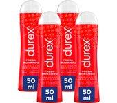 Durex - Lote Set 4x Lubricantes Sabor Fresa 50ml, Dulce y Placentero, Sexo Seguro