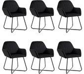 Conjunto 6 Silla de comedor VIDAXL Negro Tela