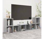 Gabinete de TV Set 6 PC gris madera hormigón multicapa