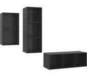 Muebles de TV Set 3 piezas negro pulido madera multicapa