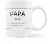 Fisura – Taza blanca con mensaje. Taza con definición padre, madre y abuelos. Taza de desayuno para regalar. Regalo original para padres. 350 ml. Variedad de modelos e idiomas.