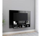 Mueble de TV de pared negro pulido 120x23,5x90 cm de madera multicapa