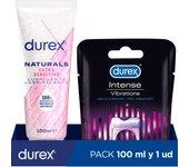 Durex Anillo Vibrador Intense Orgasmic Vibrations Estimulador Clítoris + Lubricante Naturals Extra Sensitivo  100% Natural