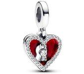 Charm Colgante Doble Corazón Rojo y Cerradura