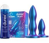 Durex Set de Plugs Anales DEEP & DEEPER +  Lubricante Original H2O 50 ml, Juguete Sexual, Resistente al Agua, Set 2 Tamaños