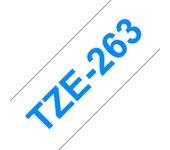 Cinta laminada Compatible Brother Tze263 Texto Azul / Fondo Blanco 36Mm X 8M