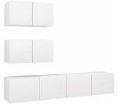 Vidaxl - Juego de mueble para tv de 4 piezas aglomerado blanco Blanco