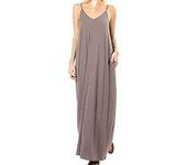 Vestido largo maxi de playa de verano sin mangas con cuello en V profundo informal para mujer