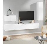 Set de muebles para TV 4 piezas madera contrachapada blanco