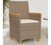 Conjunto 2 Silla De Jardín VIDAXL Beige Poli Ratán (59x61x90 cm)