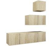 Juego de muebles de TV 4 piezas Sonoma Wood Oak Multilayer