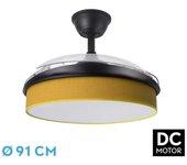 Ventilador DC Moda 72W Negro/Amarillo 3 Aspas FABRILAMP