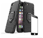 Kit Funda y Protector Cristal 5D iPhone 7, 8 Military Defender Negro