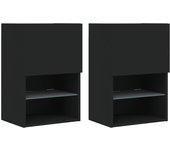 vidaXL Muebles de TV con luces LED 2 uds negro 40,5x30x60 cm