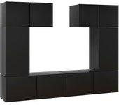 vidaXL Juego de mueble para TV de 6 piezas aglomerado negro