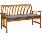 Banco de jardín con almohada 147cm madera maciza de Acacia