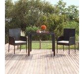 Mesa de jardín en vidrio negro 90x90x75 cm Polyrattan