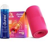 Durex Masturbador SLIDE & RIDE +  Lubricante Original H2O 50 ml, Elástico, Suave Flexible y Texturizado con Estrías