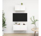 Muebles de puerta de TV Set 2 piezas de madera blanca multicapa