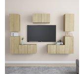 Conjunto 7 de muebles salón TV VIDAXL madera ingeniería roble Sonoma