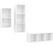 Muebles de TV Set 3 piezas blanco pulido madera multicapa