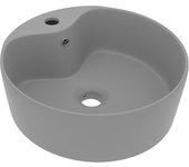 vidaXL Lavabo lujoso con rebosadero cerámica gris claro mate 36x13 cm