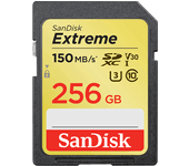 extreme 256gb sdxc mem card 150mbs