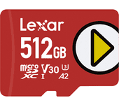 lexar 512gb play microsdxc uhs-i cards, up to 150mb s read c10 a2 v30 u3