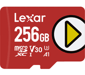 lexar 256gb play microsdxc uhs-i cards, up to 150mb s read c10 a1 v30 u3