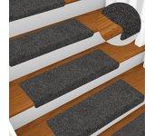 vidaXL Alfombrilla de escaleras 15 uds punzonada antracita 65x21x4 cm