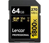 Lexar Professional 1800x Tarjeta SDXC 64GB UHS-II U3 V60 Clase 10