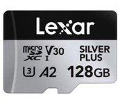 Lexar 128gb lexar high-performance silver plus microsdxc uhs-i, up to 205mb/s read 150mb/s write c10 a2 v30 u3,with adapter