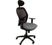 Silla Jorquera malla negra asiento bali gris con cabecero fijo