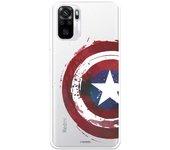 Funda para Xiaomi Redmi Note 10 Oficial de Marvel Capitan America Escudo Transparente