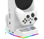 Soporte de enfriamiento Ipega Xbox Series S con 2 paquetes de batería RGB de luz dual de ventiladores dobles Estación de