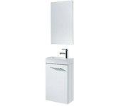 Riva Conjunto de mueble de baño Pocket (40 cm, Blanco, Brillante)