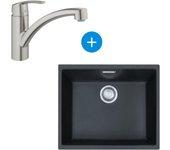 Franke set sirius fregadero bajo encimera 52,5x44 cm tectonite®, negro mate + mezclador monomando grohe supersteel (125.0363.789-dc1)