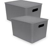 Tatay baobab - set de 2 cajas organizadoras 22l con tapa en plástico pp05. gris antracita