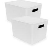 Tatay baobab - set de 2 cajas organizadoras 22l con tapa en plástico pp05. blanco pergamon